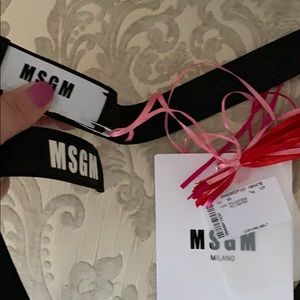 MSGM Black Ribbon Logo Belt
